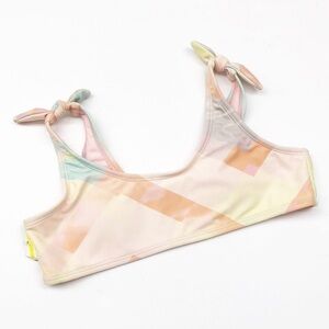 Pastel geometric print swim top for girls